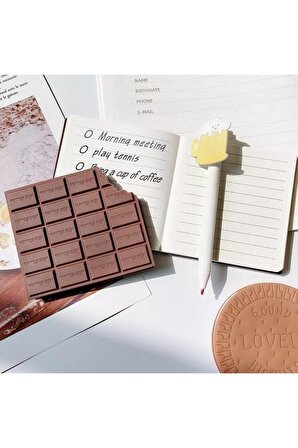 Ithal Mis Sütlü Çikolata Kokulu Kalıp Kahverengi Çikolatalı Silikon Kapaklı Not Defteri Çizgisiz