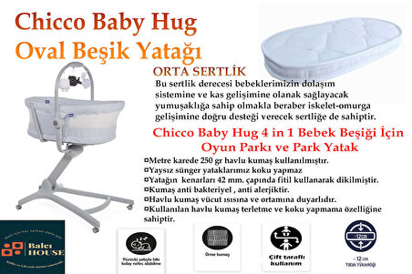 Chicco Baby Hug Uyumlu Anne Yanı Oval 35x75x12 Cm Havlu Kumaş Beşik Yatağı
