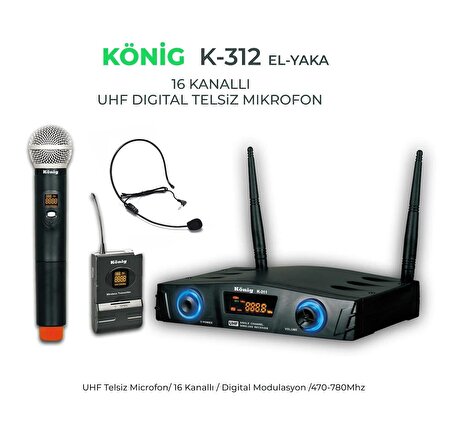 König K-312 El-Yaka 2 Kanal Uhf Telsiz Mikrofon