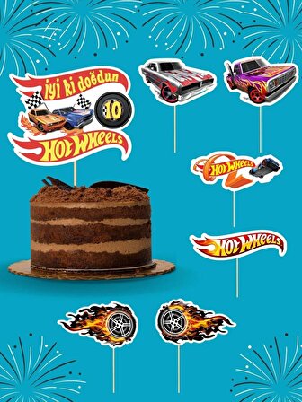 Hot Wheels 10 Yaş Doğum Günü Pasta Süsü