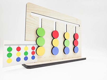 Montessori 4 Renk Rubik Abaküs Zeka Oyunu + 25 Oyun Kartı