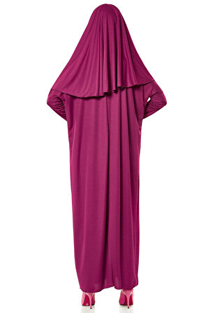 Tek Parça Namaz Elbisesi - Fuşya- 5015  ve  Seccade  ve  Zikirmatik - Üçlü Takım