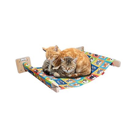 Barış Dizayn Duvara Monte 4 renk XLarge iki kollu kedi hamağı kedi yatağı XL 12KG Kapasiteli (Kareli)