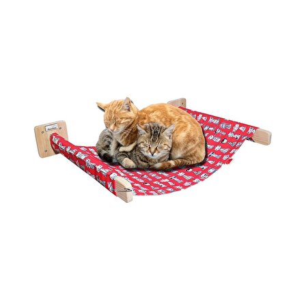 Barış Dizayn Duvara Monte 4 renk XLarge iki kollu kedi hamağı kedi yatağı XL 12KG Kapasiteli (kırmızı)