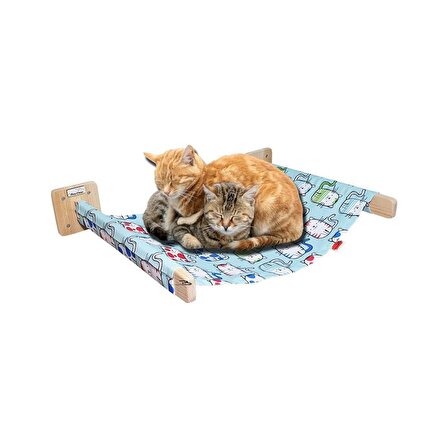 Barış Dizayn Duvara Monte 4 renk XLarge iki kollu kedi hamağı kedi yatağı XL 12KG Kapasiteli (Mavi)