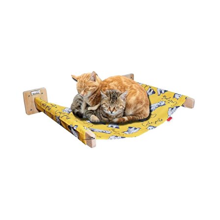 Barış Dizayn Duvara Monte 4 renk XLarge iki kollu kedi hamağı kedi yatağı XL 12KG Kapasiteli (Sarı)