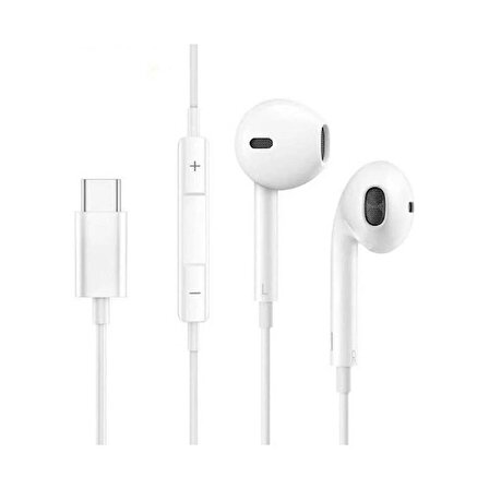 iPhone 15 Serisi Uyumlu Type-C Girişli Kablolu Mikrofonlu Kulaklık