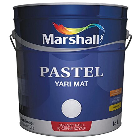 Marshall Pastel Yarı Mat Beyaz 15 lt - Solvent Bazlı İç Cephe Boyası Marshall Baz / Renk Çeşidi Seçi
