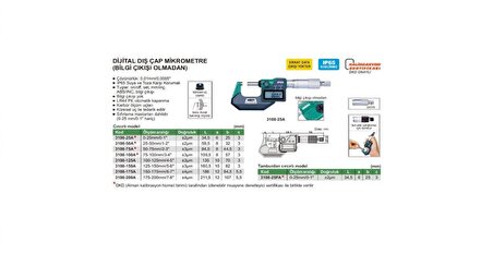 3108-25A Dijital Mikrometre 0-25 mm