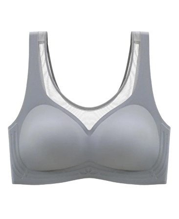 Isabel Tül Detaylı İthal Dikişsiz Balensiz İce-Silk Bralet-Spor Sütyeni -681