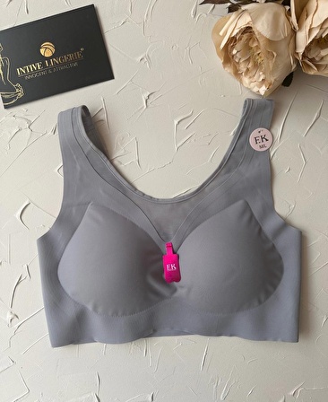 Isabel Tül Detaylı İthal Dikişsiz Balensiz İce-Silk Bralet-Spor Sütyeni -681