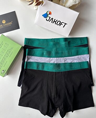 Jakoft Ultra Rahat Esnek %95 Pamuklu Üçlü Kutulu Erkek Boxer