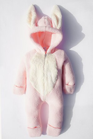 Kız Erkek Bebek Ve Çocuk Peluş Tavşan Tasarımlı Kışlık Tulum