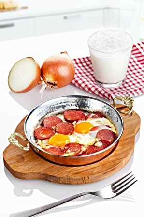 Bakır Tava Sahan Seti Omlet Yumurta Menemen Kuymak Sahanı 3 Lü