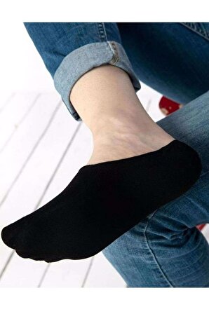 12 Çift Dikişsiz Yıkamalı Siyah Babet Çorap