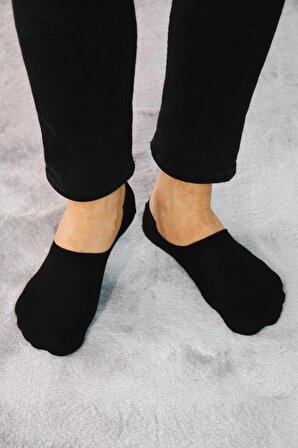 12 Çift Dikişsiz Yıkamalı Siyah Babet Çorap