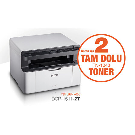 Brother DCP-1511-2T Çok Fonks. Mono Laser Printer (2 Tam Dolu Toner) (A4)