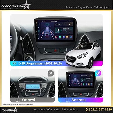 Hyundai IX35 Kablosuz Carplay 2+32GB Android 13 Navigasyon Multimedya Sistemi 2009-2015 