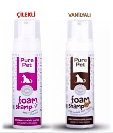 Life Line Pet Foam Shampo Durulama Kurulama Gerektirmeyen Köpük Kedi Köpek Şampuan Çilek ve Vanilya Kokulu Set