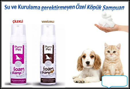 Life Line Pet Foam Shampo Durulama Kurulama Gerektirmeyen Köpük Kedi Köpek Şampuan Çilek ve Vanilya Kokulu Set