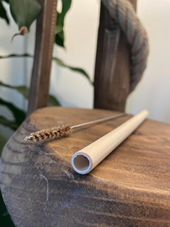 4 Adet Bambu Pipet ve 1 Adet Bambu Temizleme Fırçası