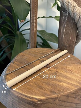 4 Adet Bambu Pipet ve 1 Adet Bambu Temizleme Fırçası