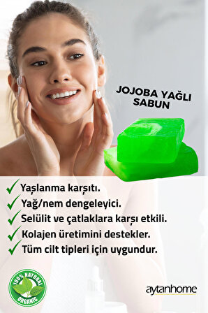 Jojoba yağlı bitkisel sabun (Saç ve cilt bakım sabunu, Saç dökülmesine karşı Jojoba Yağı)