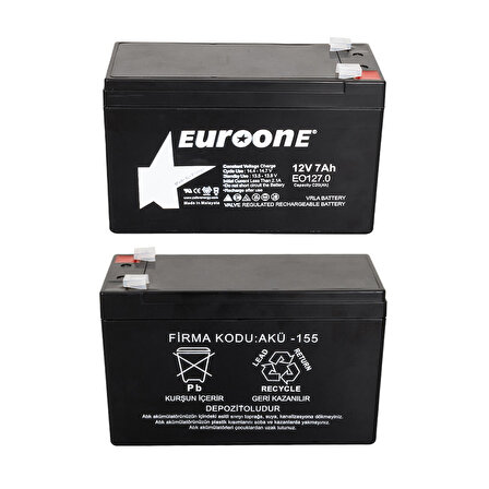 EUROONE EO127.0 12 VOLT - 7 AMPER AKÜ (150 X 65 X 90 MM) (81)