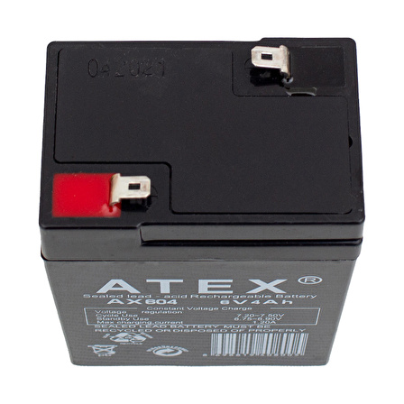 ATEX AX-604 AKÜ 6 VOLT - 4 AMPER IŞILDAK AKÜSÜ (70 X 48 X 101 MM) (81)