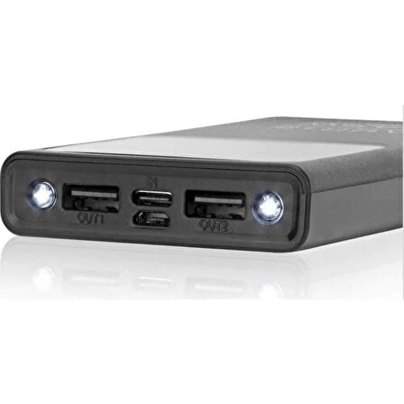 Led Işıklı Dijital Göstergeli 44.5W 12A 12.000MAH Powerbank Çift USB Çıkış Siyah Powerbank