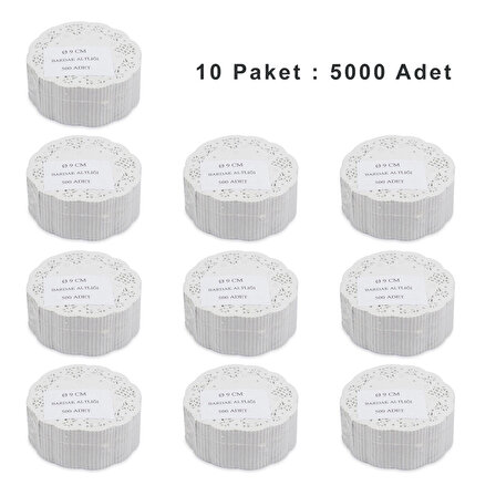 Dantel Görünümlü Kağıt Bardak Altlığı - Çay Bardağı Kağıt Altlığı - 10 Adet 500'lü