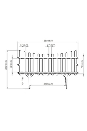 Kahverengi Mini Bahçe Çiti Dekoratif Esnek Plastik Çit Peyzaj Koruma Panel Çit 58-36 Cm 1 Adet