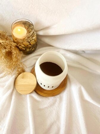 Bambu Kapaklı 800ML Coffee (Kahve) Kavanozu + Ahşap Kaşık