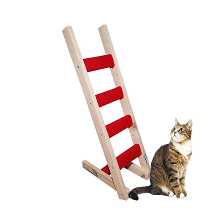Barış Dizayn Doğal ahşap duvara veya yere kedi merdiveni Kedi tırmalaması katlanabilir sağ sol uyumlu (85cm)