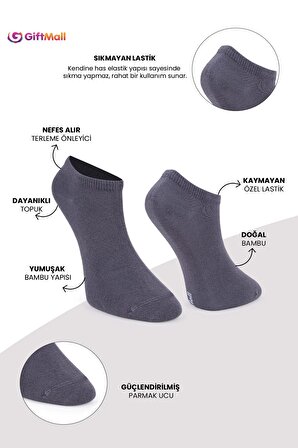Bambu Kadın Patik Düz Çorap Dikişsiz Premium Kutulu 6'lı