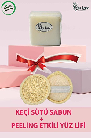 Keçi sütü sabun + Yüz lifi  (Yüz aydınlatma etkili sabun, peeling yüz lifi)