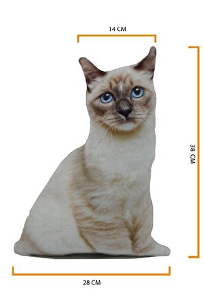 NİSHEV 3D Dijital baskılı kedi yastık BİRMAN KEDİSİ