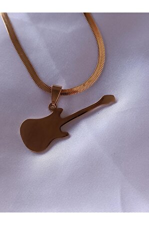 çelik şık ve tarz ucu müzisyen gitar detaylı italyan zincir kolye