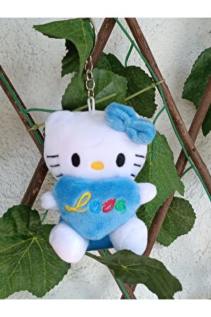 Mavi Renk Pelüş Hello Kitty Sanrio Maskot Anahtarlık ve Çanta Süsü Kawaii Anime Love