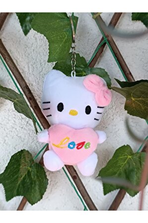 Açık Pembe Renk Pelüş Hello Kitty Sanrio Maskot Anahtarlık ve Çanta Süsü Kawaii Anime Love