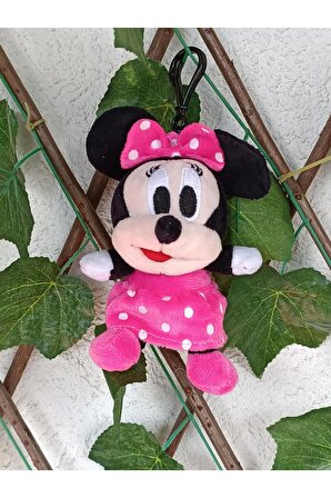 Pembe Elbiseli Pelüş Minnie Mouse Maskot Anahtarlık ve Çanta Süsü  Love