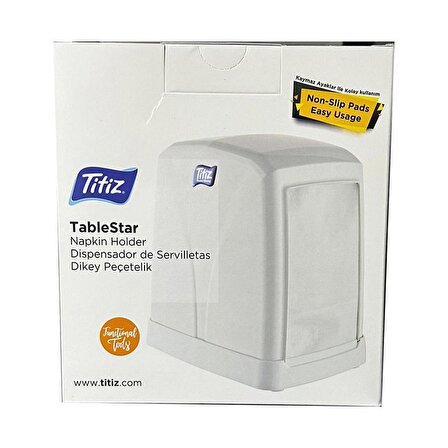 Titiz TP-255 TableStar Masaüstü Dispenser Peçetelik / Peçete Kutusu / Beyaz - Dikey - 1 Adet