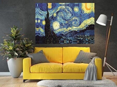 Yağlı Boya Görünümlü Yıldızlı Gece(Starry Night)Kanvas Tablo