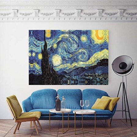 Yağlı Boya Görünümlü Yıldızlı Gece(Starry Night)Kanvas Tablo