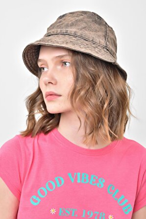 Kot Desen Kadın Bucket Şapka