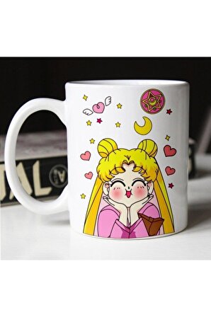 Japanese Anime Sailor Moon Tasarım Baskılı Seramik Çay Kahve Kupası