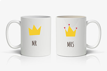 Mr&Mrs 2 Adet Baskılı Kupa Bardak