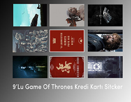 9'lu Game Of Thrones Kredi Banka Kartı Sticker Çip Yeri Açık