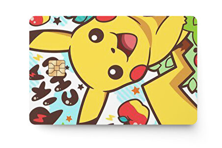 Pikachu Pokemon Kredi Banka Kartı Sticker Çip Yeri Açık