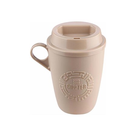 Tuffex Kahve Bardağı- Mug - Taşınabilir - Kulplu Krem/pembe